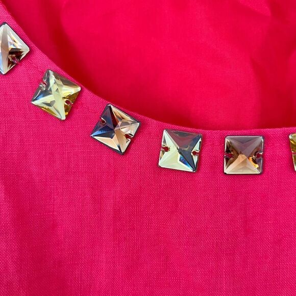 Carlie's Court VTG Orange Gold Accent‎ A-Line 100% Linen Dress - Picture 6 of 7